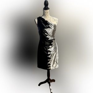 Black and Silver Ruched Dress